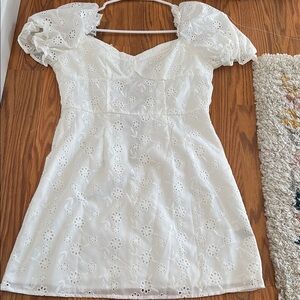 White Puff Sleeve Mini Dress